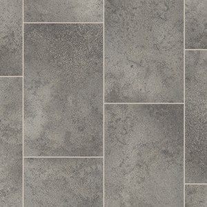 PVC-Bodenbelag im Fliesendesign, grau, 300 cm breit, als Meterware