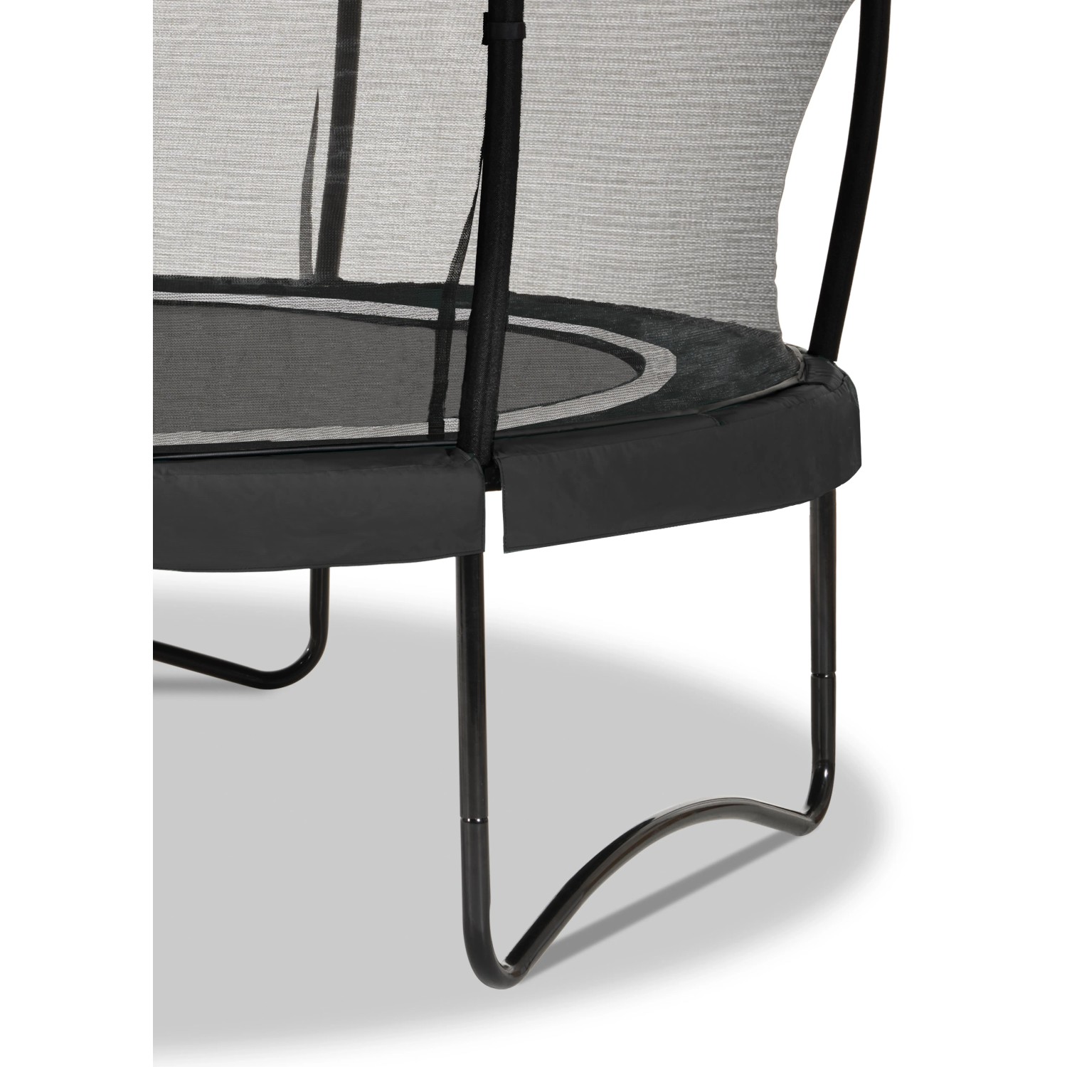 Detailansicht: Schwarzes EXIT Allure Classic Gartentrampolin Ø 305 cm mit Sicherheitsnetz.