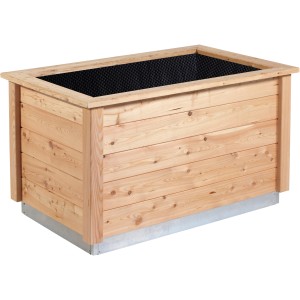 KGT Holz-Hochbeet Woody-Light, 74x127x80cm, aus Lärchenholz mit Stahlrahmen und Noppenfolie.