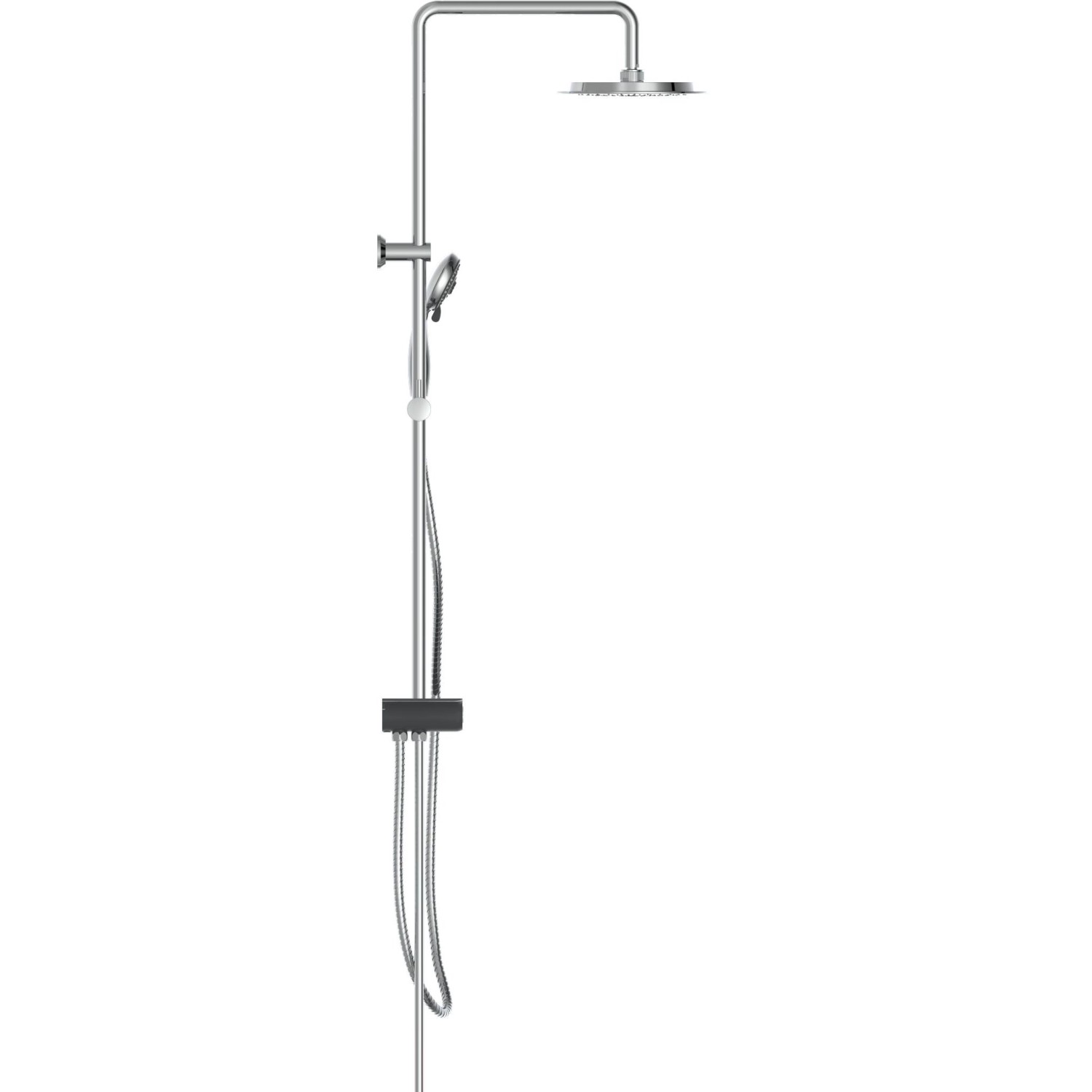 Schütte Aquastar Überkopf-Brauseset in Chrom-Anthrazit mit Kopf- und Handbrause.