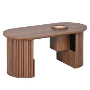 okwish Couchtisch im Retro-Stil/Nussbaum Wohnzimmertisch 105 x 50 cm Braun