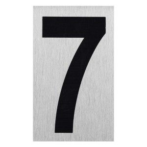 Selbstklebende Hausnummer 7 aus Aluminium in Edelstahloptik.