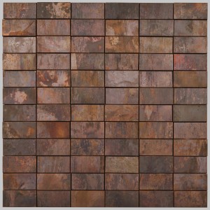 Mosaikfliese aus Metall in Kupfer 3D Optik, 30x30cm, für den Innenbereich.
