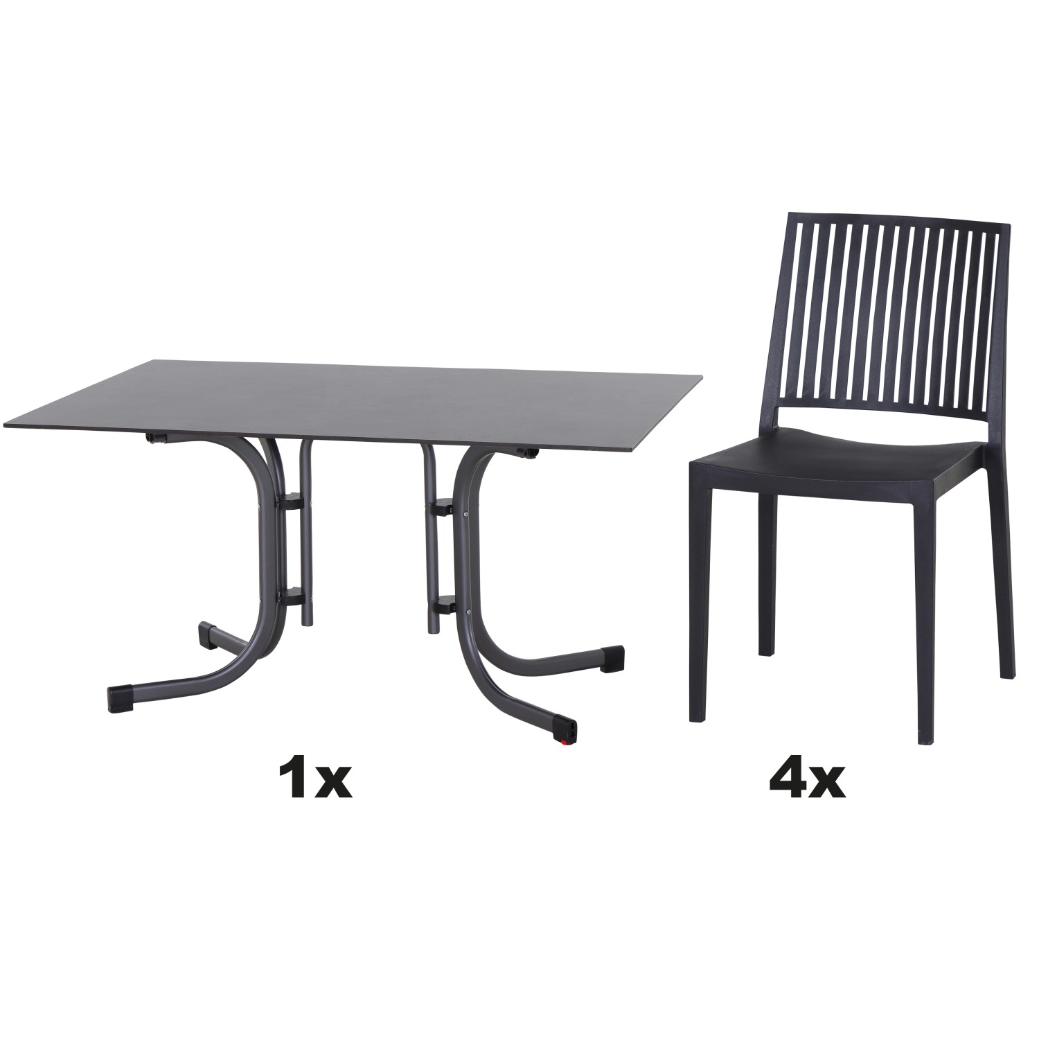 Siena Garden Gartenmöbel Set Lane 5teilig 140 cm x 90 cm Anthrazit