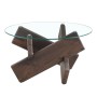 okwish Couchtisch mit Glasplatte und Kreuzgestell für Wohnzimmer 79x79x45 cm Braun_9