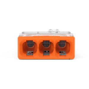 Orange Wago Steckklemme, 3-polig, 10er-Pack für sichere Verbindungen.