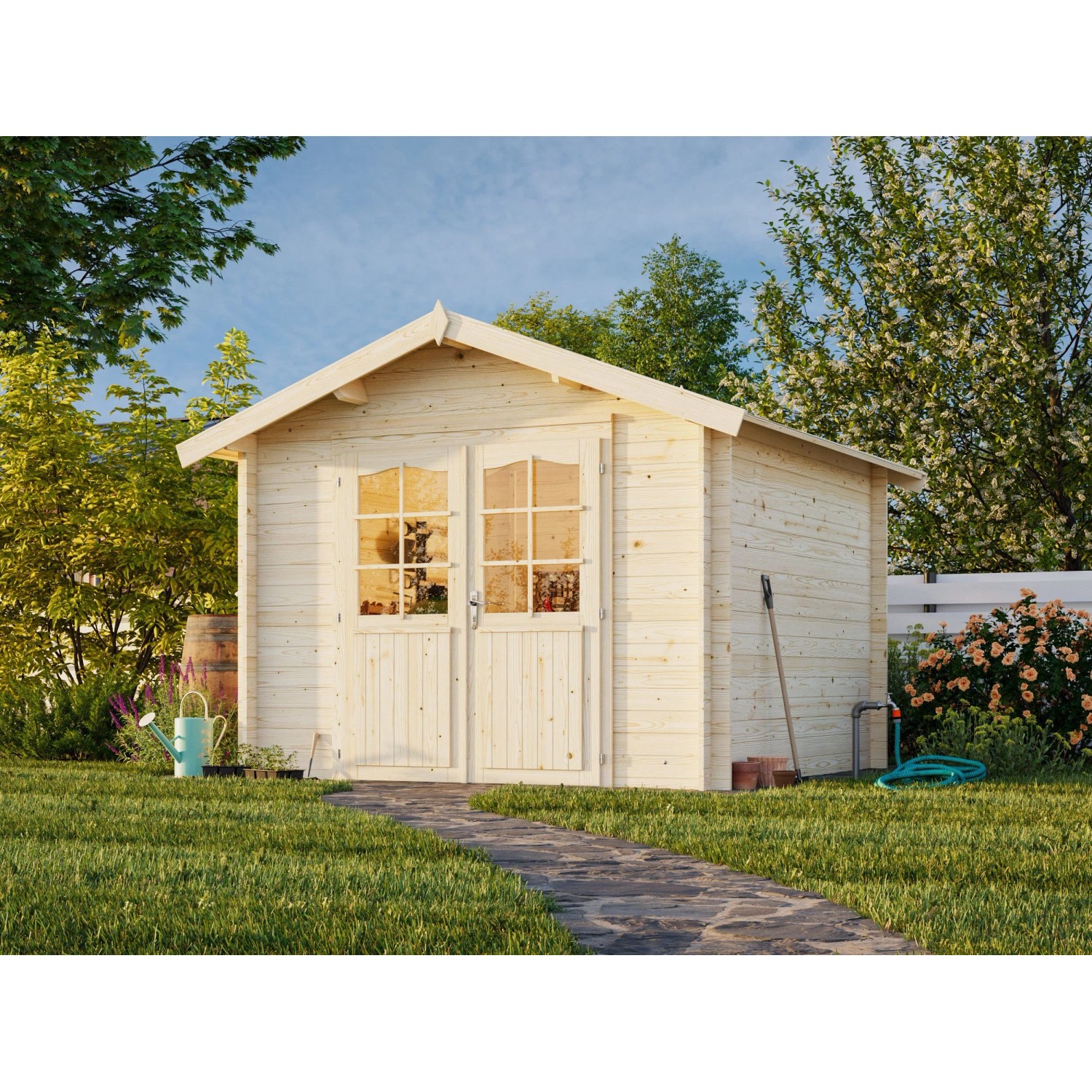 Palmako Gartenhaus Lotta 276 x 276 cm Lackiert Grau-Weiß FSC® kaufen ...