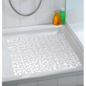 Transparente Wenko Duscheinlage Paradise 54x54 cm mit Stein-Motiv für mehr Sicherheit in der Dusche.