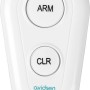 Weiße Fernbedienung für Alarmanlage PSTN mit zwei Tasten (ARM/CLR) und roter LED.