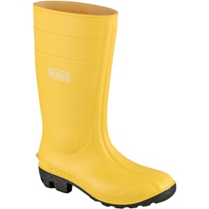 Gelber Safety&More Bau- und Sicherheitsstiefel Profi S5 Gr. 44 aus PVC mit Stahlkappe und -sohle.