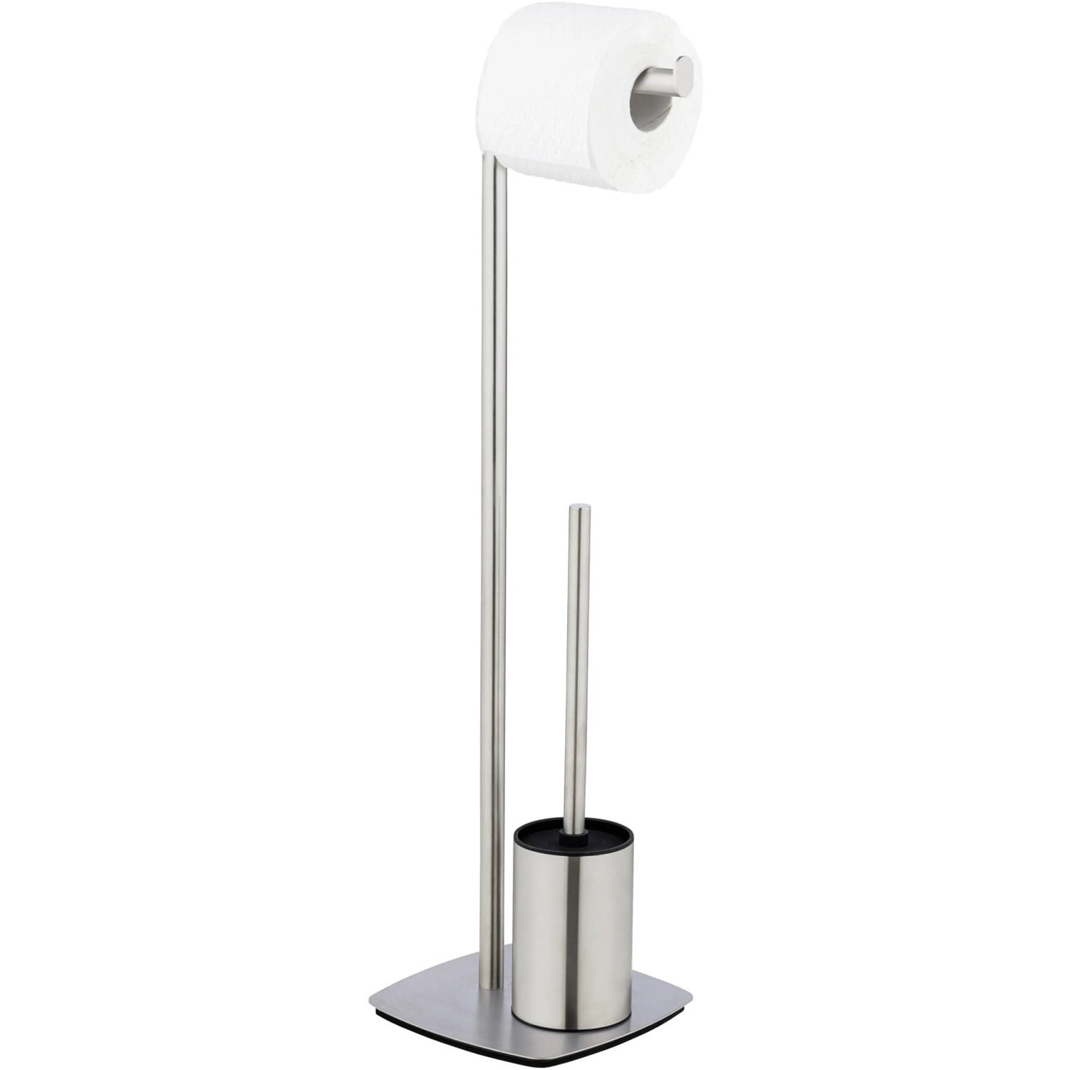 Wenko WC-Garnitur Iria Edelstahl matt mit Toilettenpapierhalter und WC-Bürste.