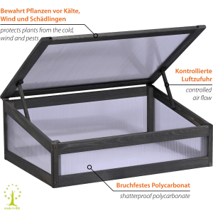 Dobar Frühbeetaufsatz Magic Kubus 2.0, anthrazit, für Holz-Hochbeet. Schützt Pflanzen.