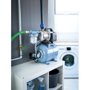 Hauswasserwerk 1100 W HWW 4600/E für Haus und Garten, mit Edelstahl-Pumpengehäuse.