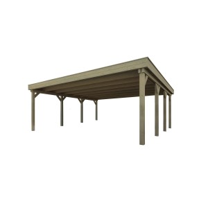 WEKA Doppelcarport aus Holz mit Stahltrapezblechdach, 600x614 cm.