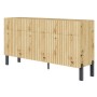 Modernes Selsey Sideboard Telire aus Artisan Eiche. Lamellenfront, 3 Türen, 3 Schubladen, schwarze Metallfüße.