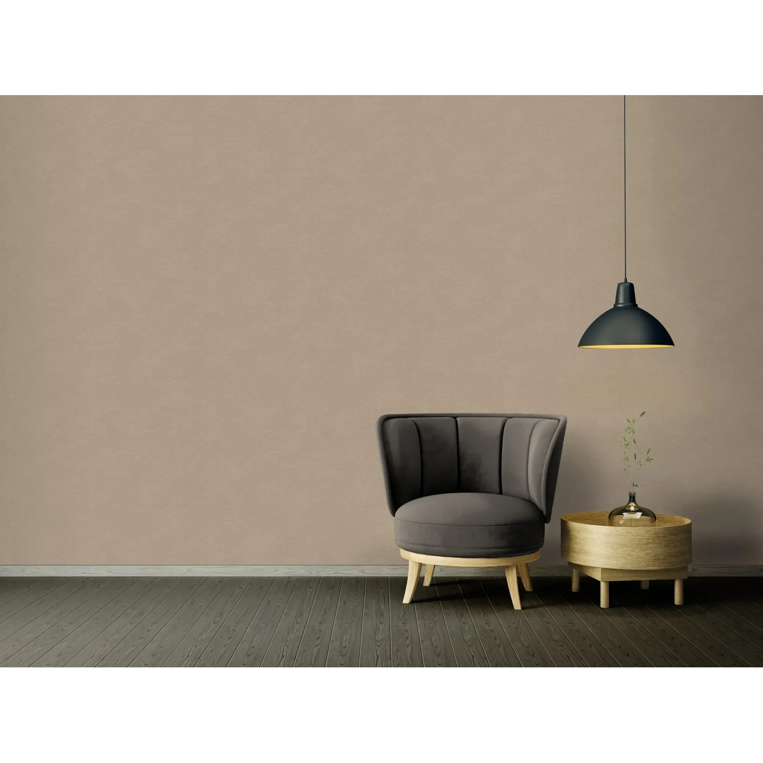 Beige-braune Vliestapete mit leichter Struktur, Uni Matt, FSC®-zertifiziert.
