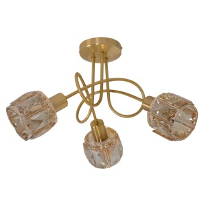 Goldener, abstrakter Näve LED-Spot Josefa mit 3 Leuchten und dekorativen Lampenschirmen.