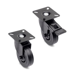 Emuca Lot von 4 Rollen Black mit Montageplatte Durchmesser 75 mm Kunststoff und Stahl Schwarz