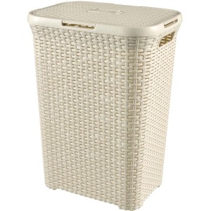 Cremefarbener Curver Style Wäschekorb (45L) und Wäschebox (60L) im 2er-Set.