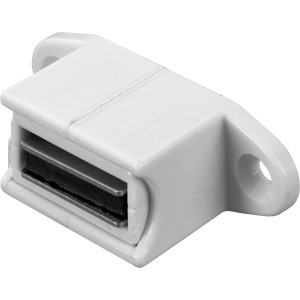 Weißer Hettich Magnethalter für Kurbelstange, Möbelausstattung.