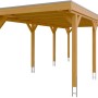 Skan Holz Carport Grunewald mit Aluminiumdach in Eiche Hell, Einzelcarport mit Flachdach.