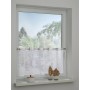 Weiße Bennetti Bistrogardine Ausbrenner Formen, 45x135 cm, mit Lochleiste am Fenster.