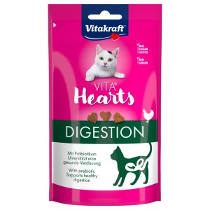 Vitakraft Vita Hearts Digestion Katzensnack mit Huhn, 40g Packung. Leckerli für eine gesunde Verdauung.