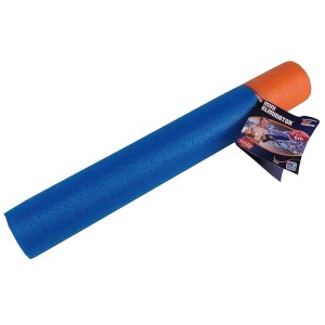 Blaue Happy People Schaumstoff Wasserkannone Eliminator mit orangener Spitze.