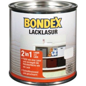 Dunkelbraune Bondex Lacklasur Nussbaum für Holz, 375ml Dose.