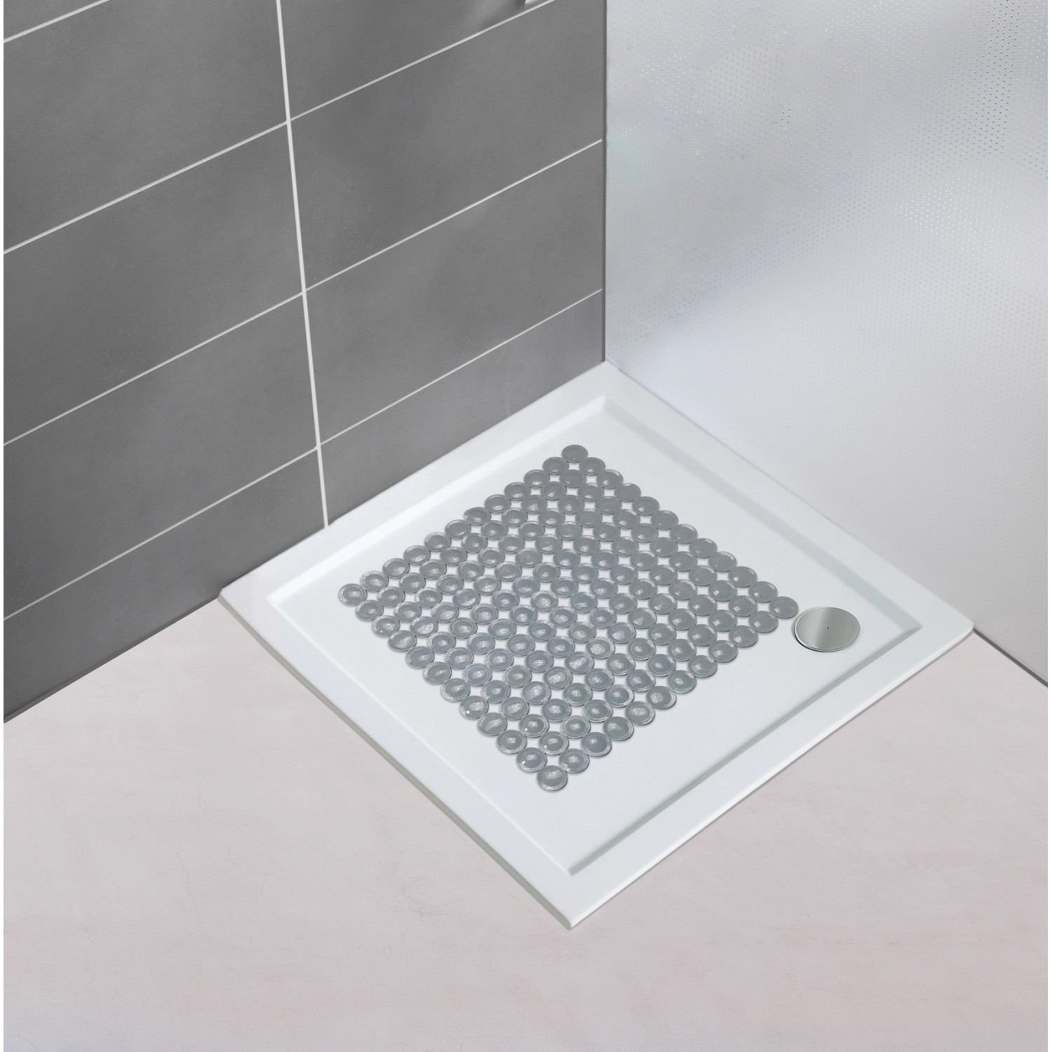 Graue Wenko Duscheinlage Belem 54x54 cm für mehr Sicherheit in der Dusche.