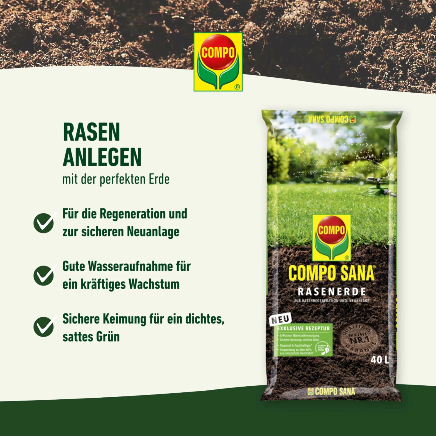 Compo Sana Rasenerde 1 x 40 l kaufen bei OBI