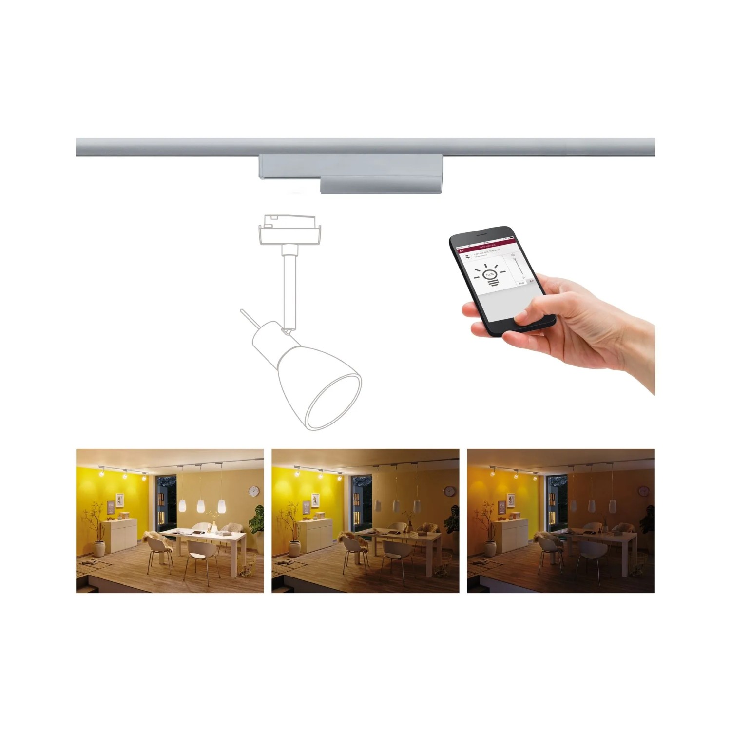 Paulmann URail Spotadapter für Schienensysteme, Chrom matt, smarte Steuerung per Zigbee.