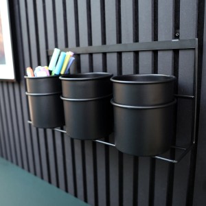 Denpanels Becher 3er Set in Schwarz zur Paneel-Montage, ideal für Büro, Küche oder Werkstatt.