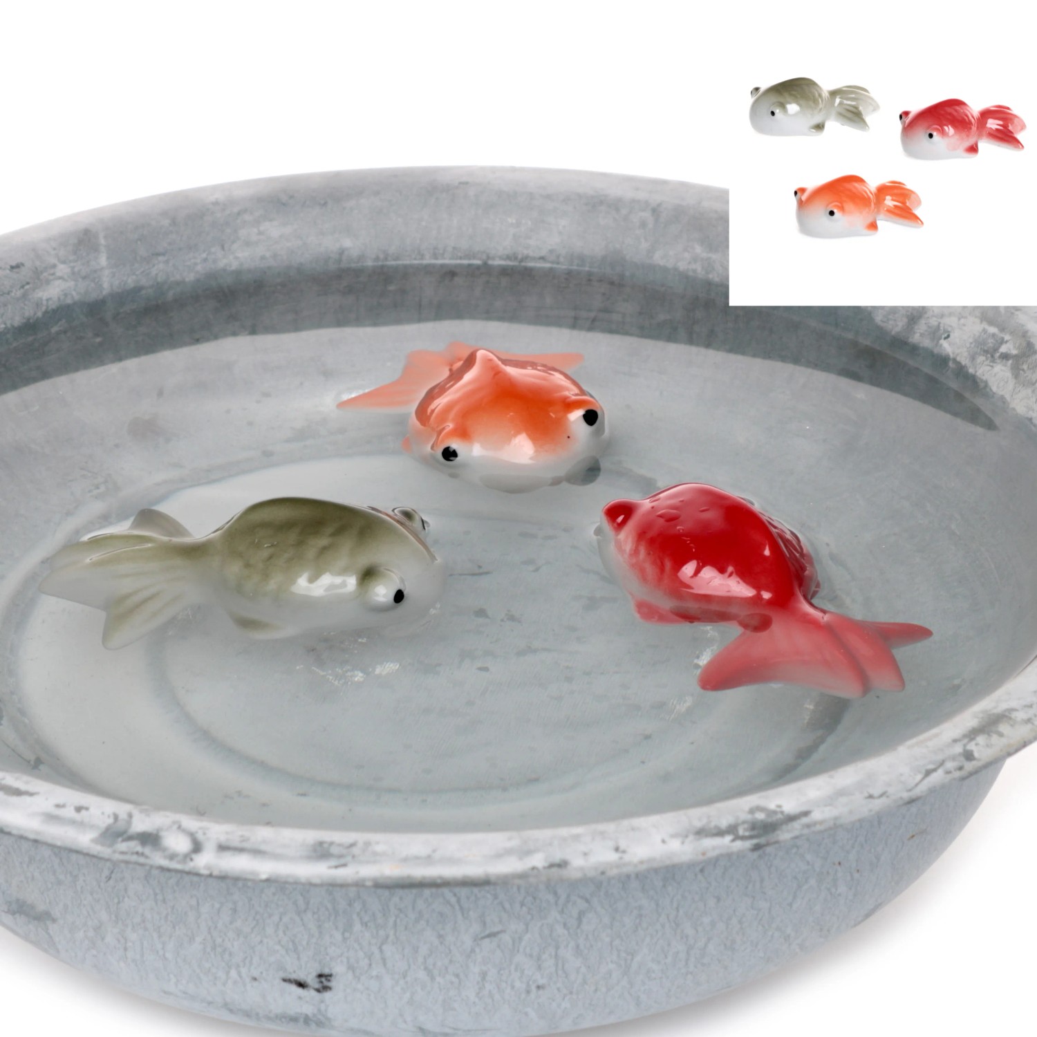 Deko-Fisch Schwimmend Porzellan Farbenauswahl 3 cm Rot/Orange/Grau kaufen bei OBI