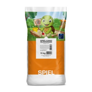 Spielsand Extra 15 kg im Sack, mit Schildkröten-Motiv, abweisend für Hunde und Katzen, für Sandkästen.