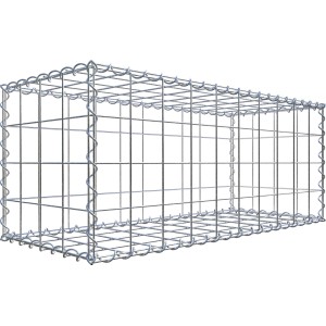 Leere Gabiona Gabione, 100x40x40 cm, Maschenweite 10x10 cm, zur individuellen Befüllung.