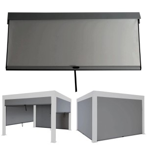 Seitenwand Rollo in Anthrazit für MCW Pergola L46, 3x4m, als Wind- und Sichtschutz