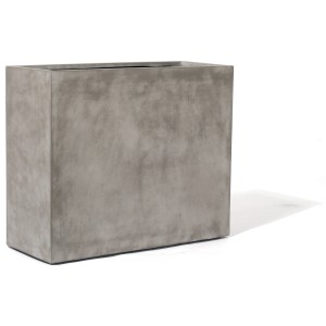 Rechteckiges, graues Kirschke Pflanzgefäß Pure Line Highford aus Beton, 60x25x50 cm.