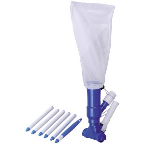 Steinbach Poolsauger Duo mit 1,5 m Stange, blau-weißer Poolsauger mit Auffangsack und Reinigungsbürsten.