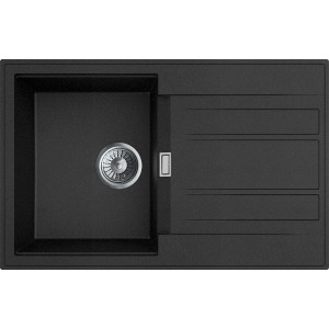 Miló Einbauspüle Piatto 78 Graphit, eckige Granitspüle in modernem Design mit Abtropffläche.