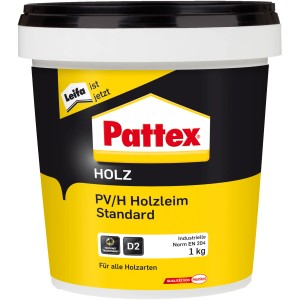 Pattex Holzleim PV/H Standard, 1 kg, für alle Holzarten, trocknet transparent.