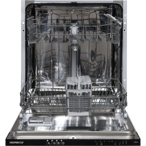 Offener Respekta Einbaugeschirrspüler GSP60VV, 60 cm, vollintegriert, mit Edelstahl-Innenraum und Spülkörben.
