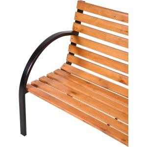 Detailansicht: Garden Pleasure Parkbank Bellevue aus Holz und Stahl, naturbelassen/schwarz.