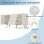 okwish Kommode mit Türen Schubladen Wohnzimmer Schlafzimmer 84x140x40cm Cremeweiß_8