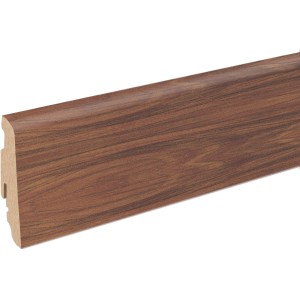 Sockelleiste FU060L Noce Como, MDF foliert, 19x58x2400 mm. Holzdekor für Bodenabschluss.