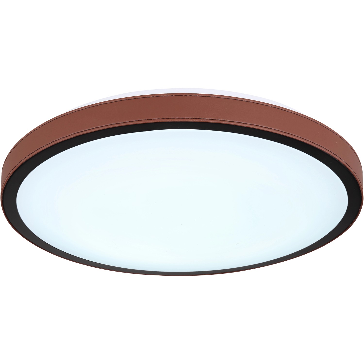 Moderne LED-Deckenleuchte Sammi in Braun-Weiß, 420 mm Durchmesser. Dekorative Lampe für Wohnräume.