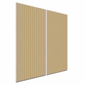 Akustikpaneel Eiche Natur, MDF Wandverkleidung mit grauem Akustikfilz, 119,8 cm hoch.