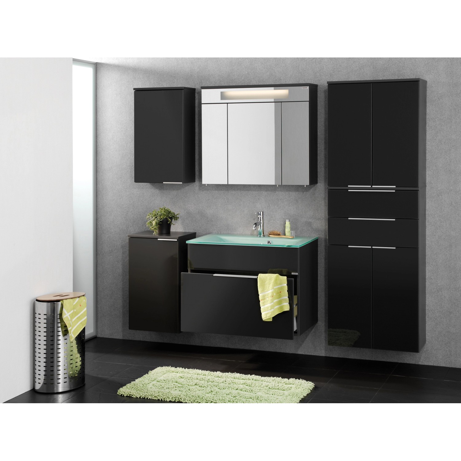 Fackelmann Bad-Hängeschrank Kara, Anthrazit, 40,5 cm breit. Hängeschrank zur Badezimmerausstattung.