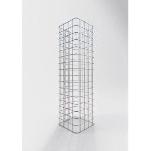 Leere, eckige Gabiona Gabionen-Säule, 22x22x80cm, Maschenweite 5x5cm, zur individuellen Befüllung im Garten.