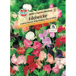 Samenpackung Sperli Edelwicke Gigantea Mischung mit bunten Blüten.